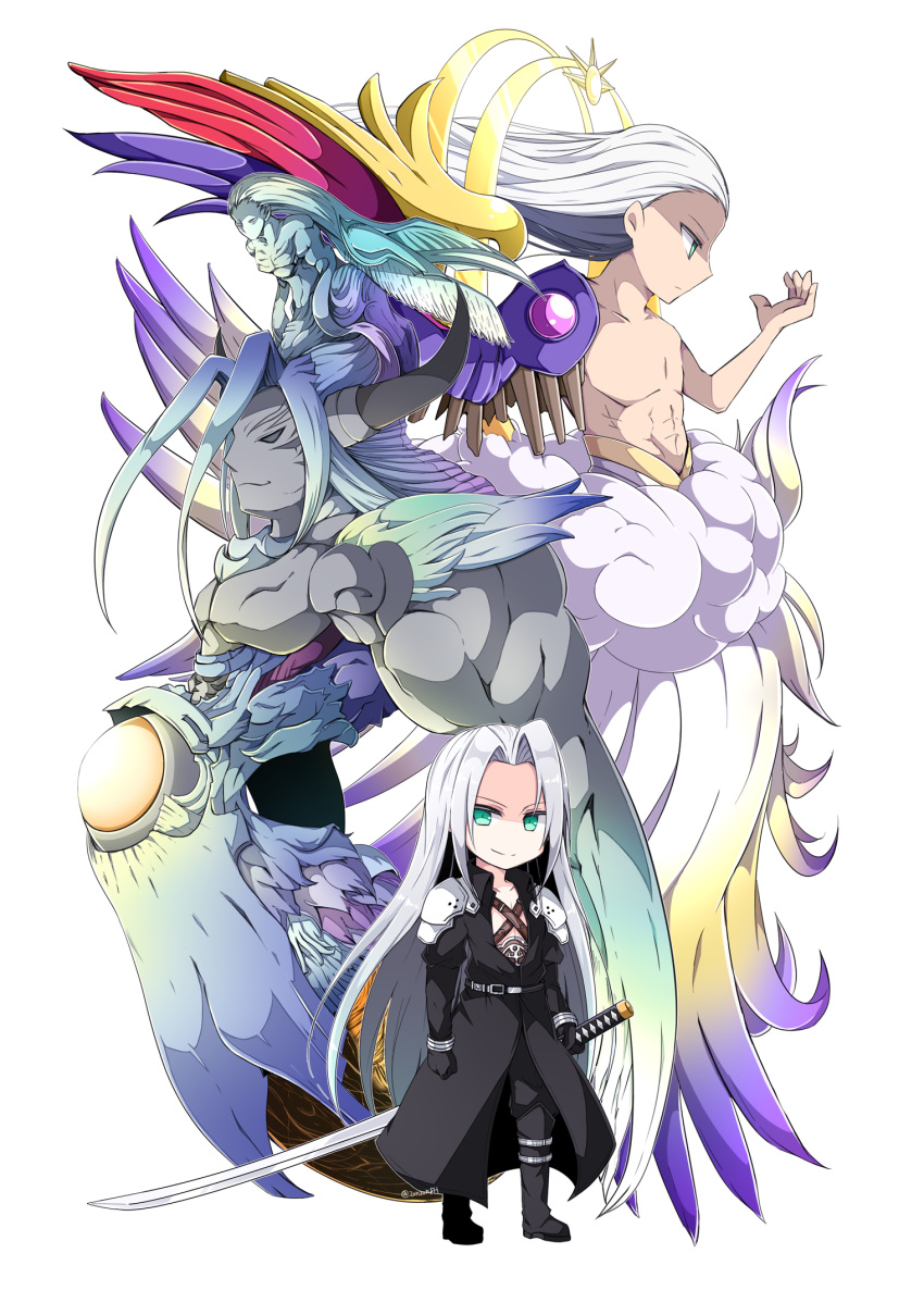 1boy, aqua_eyes, armor, black_coat, black_footwear, black_gloves, black_pants, boots