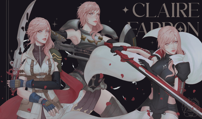 absurdres, armor, armored_leotard, blazefire_saber, cape, fighting_stance, final_fantasy, final_fantasy_xiii