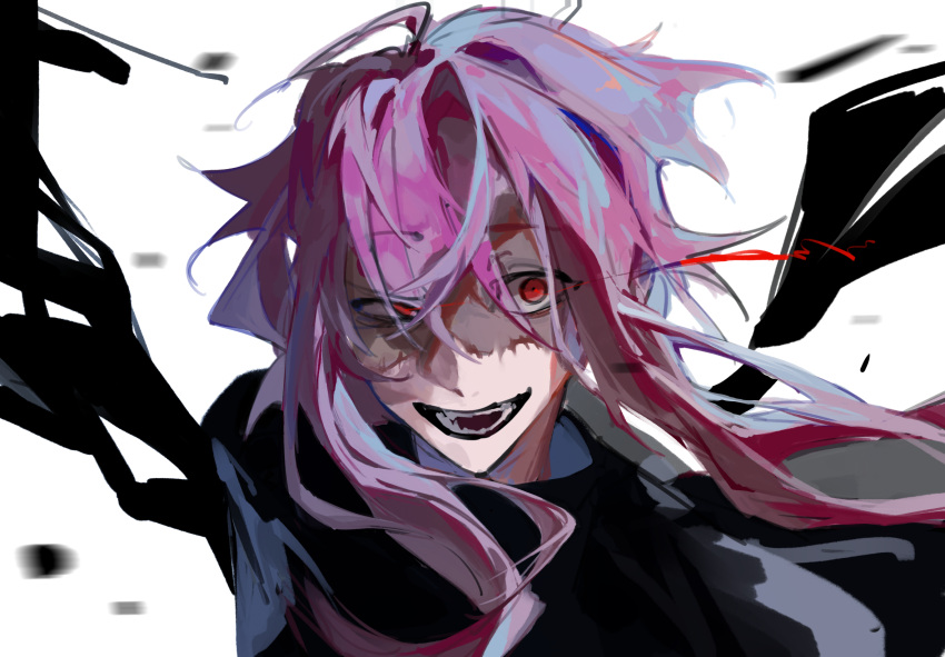 1boy, 404notfind000, black_shirt, chinese_commentary, commentary_request, eye_trail, hair_between_eyes, highres