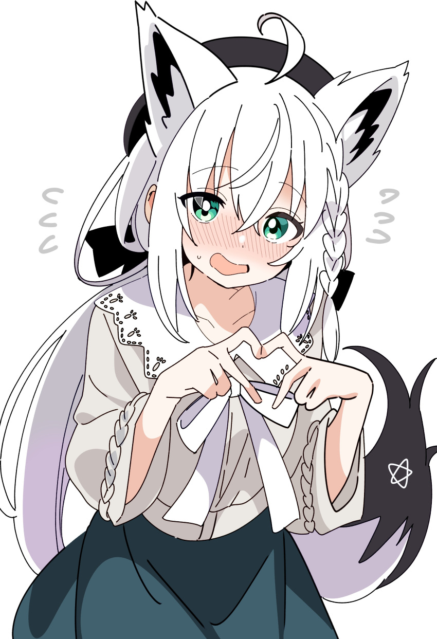 1girl, 4-finger_heart_hands, ^^^, absurdres, ahoge, animal_ears, beret, black_hat