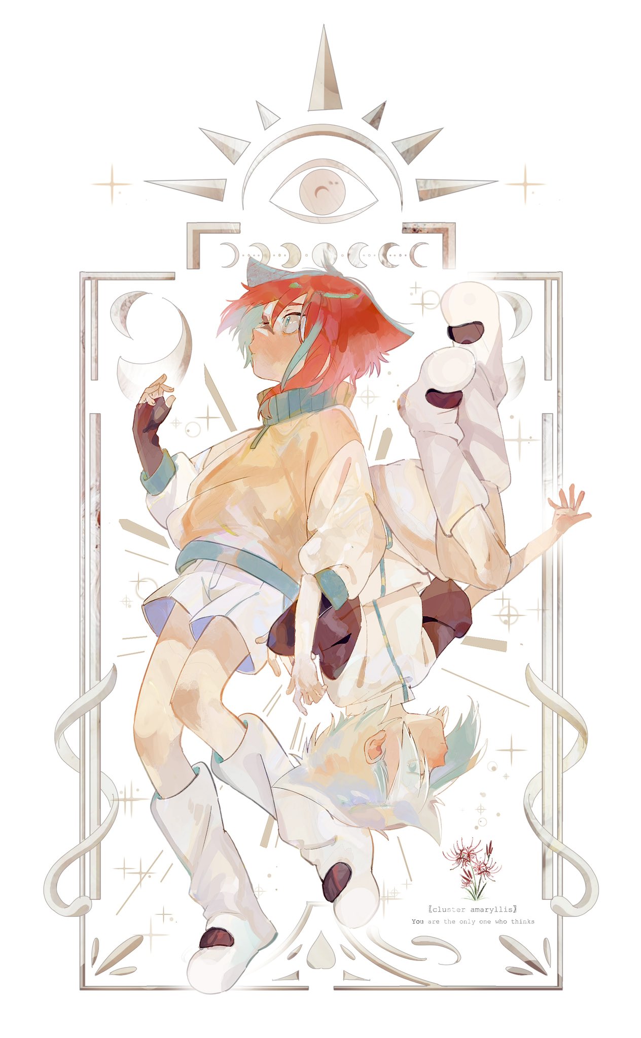 2girls, aqua_collar, aqua_eyes, aqua_hair, aqua_trim, black_gloves, black_sleeves, boots