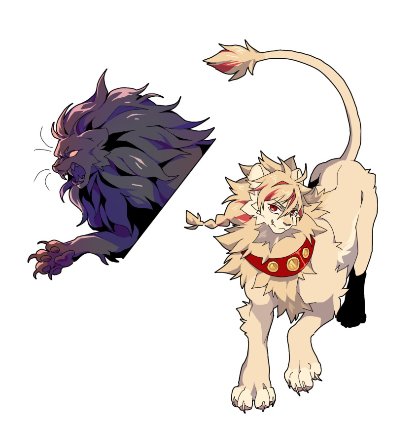angry, black_fur, collar, ddwiyong, fate/strange_fake, fate_(series), highres, lion_paw