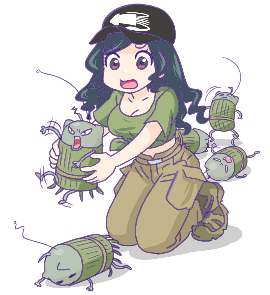 1girl, belt, black_hat, blue_hair, boots, breasts, brown_eyes, brown_footwear
