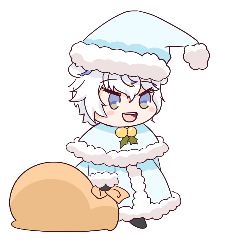 1boy, :d, animal_ears, bag, black_footwear, black_gloves, blue_capelet, blue_dress