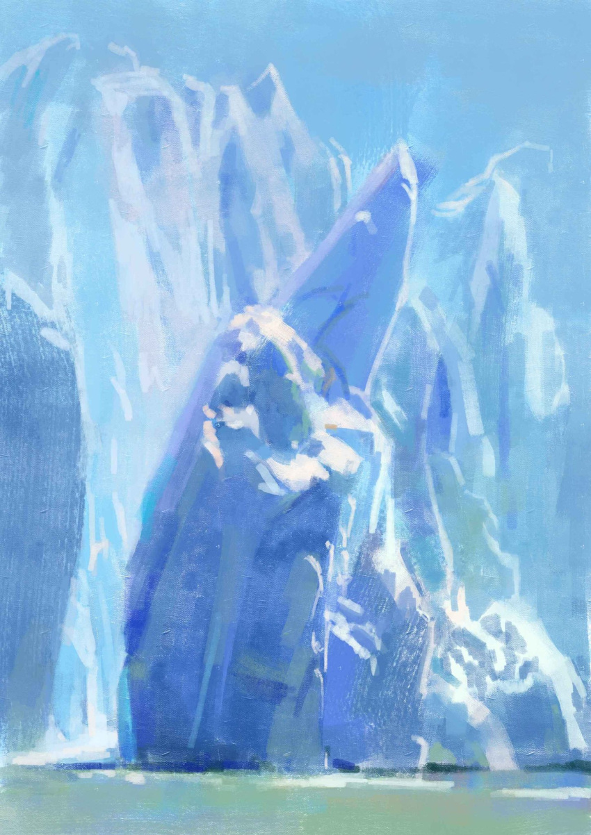 blue_sky, chinese_commentary, commentary_request, day, highres, iceberg, landscape, no_humans