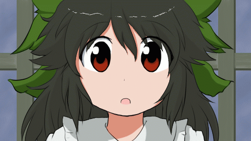 :o, animated, animated_gif, azumax, closed_eyes, eyes_closed, gif, happy, hinate, parody, reiuji_utsuho, shinryaku!_ikamusume, smile, solo, touhou