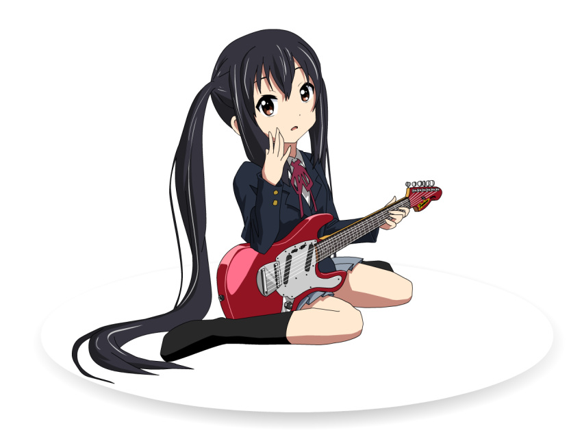 black_hair, brown_eyes, guitar, imaichi_moenai_ko, instrument, k-on!, knives_(artist), kobe_shinbun