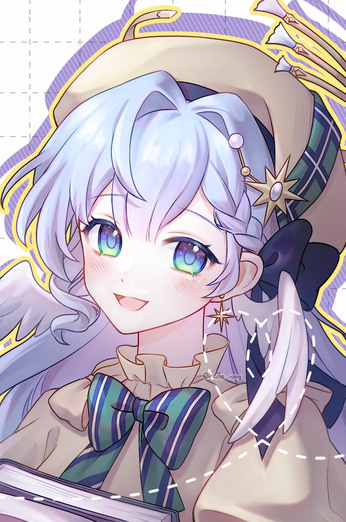 1girl, alternate_costume, aqua_eyes, blue_hair, blush, book, bow, bowtie