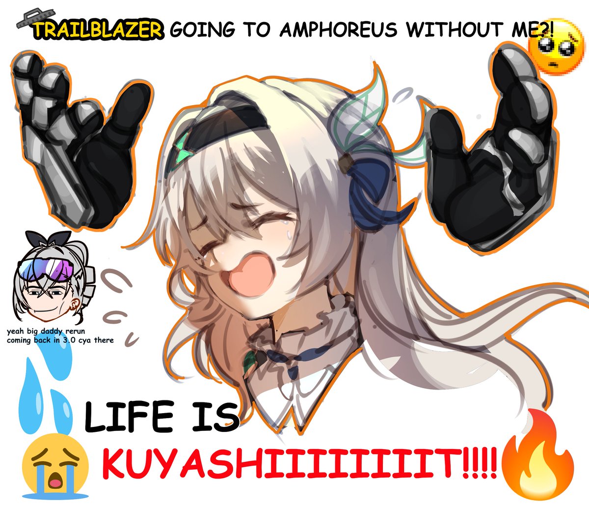 2girls, black_hairband, closed_eyes, crying_emoji, drill_hair, drill_ponytail, emoji, english_text