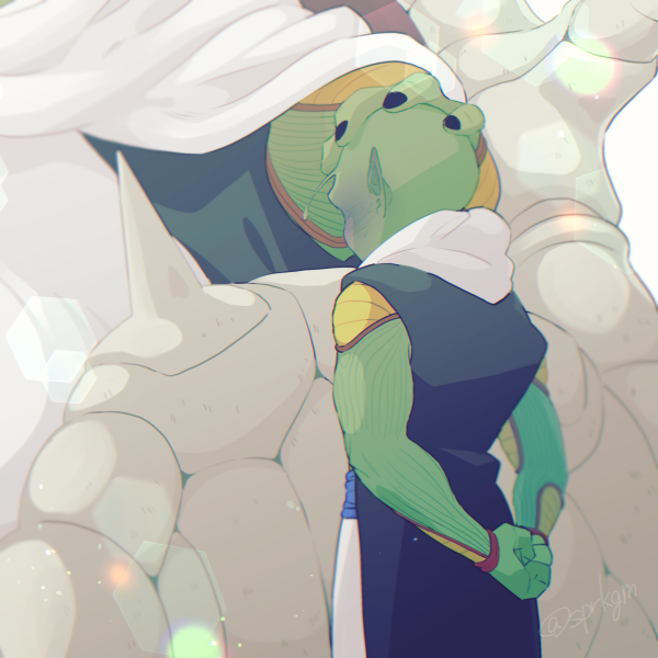 2boys, aged_down, antennae, arms_behind_back, black_nails, blue_jacket, blue_sash, blush