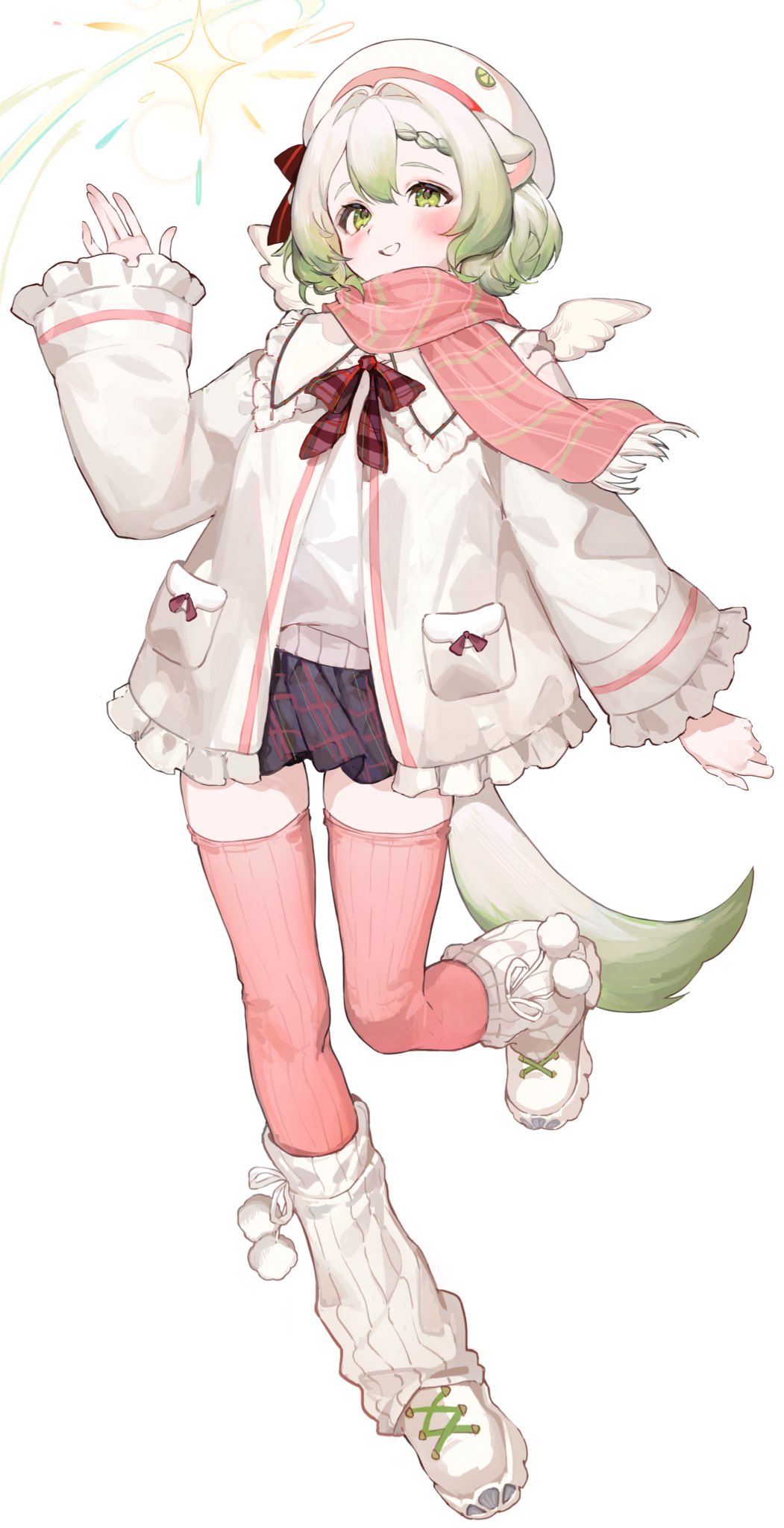 animal_ears, beret, blush, boots, braid, ferret, ferret_ears, ferret_girl