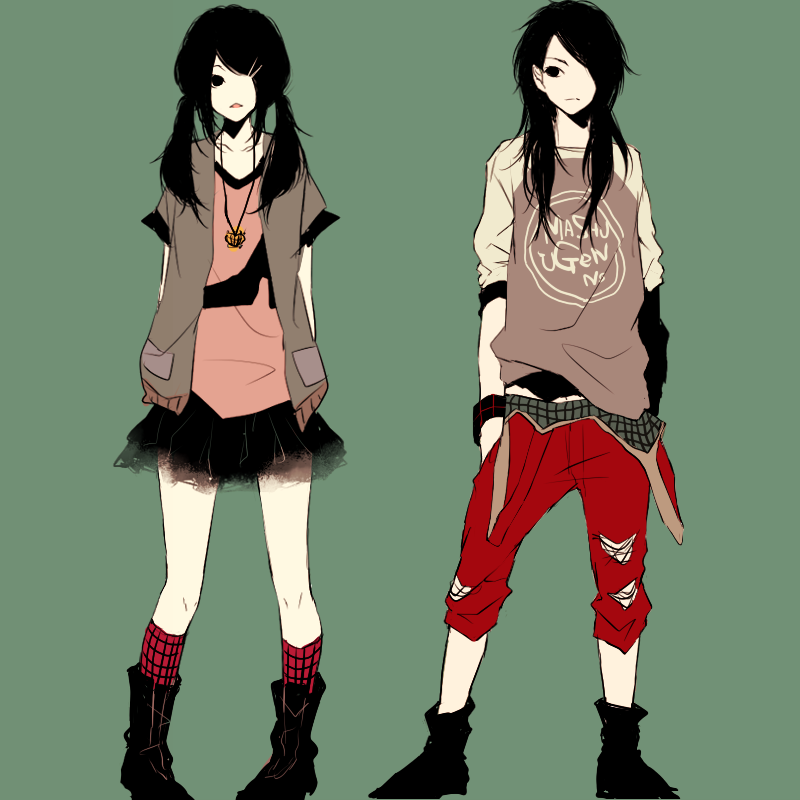 bad_id, hair_ornament, hair_over_one_eye, hairclip, hands_in_pockets, jewelry, kwbr, long_hair