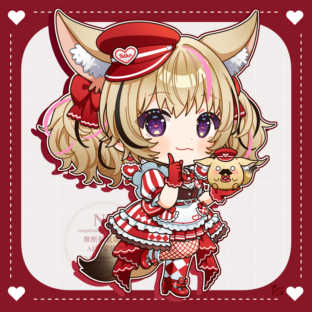 1girl, :3, animal_ears, apron, ashikawa_shiho, asymmetrical_legwear, black_hair, blonde_hair