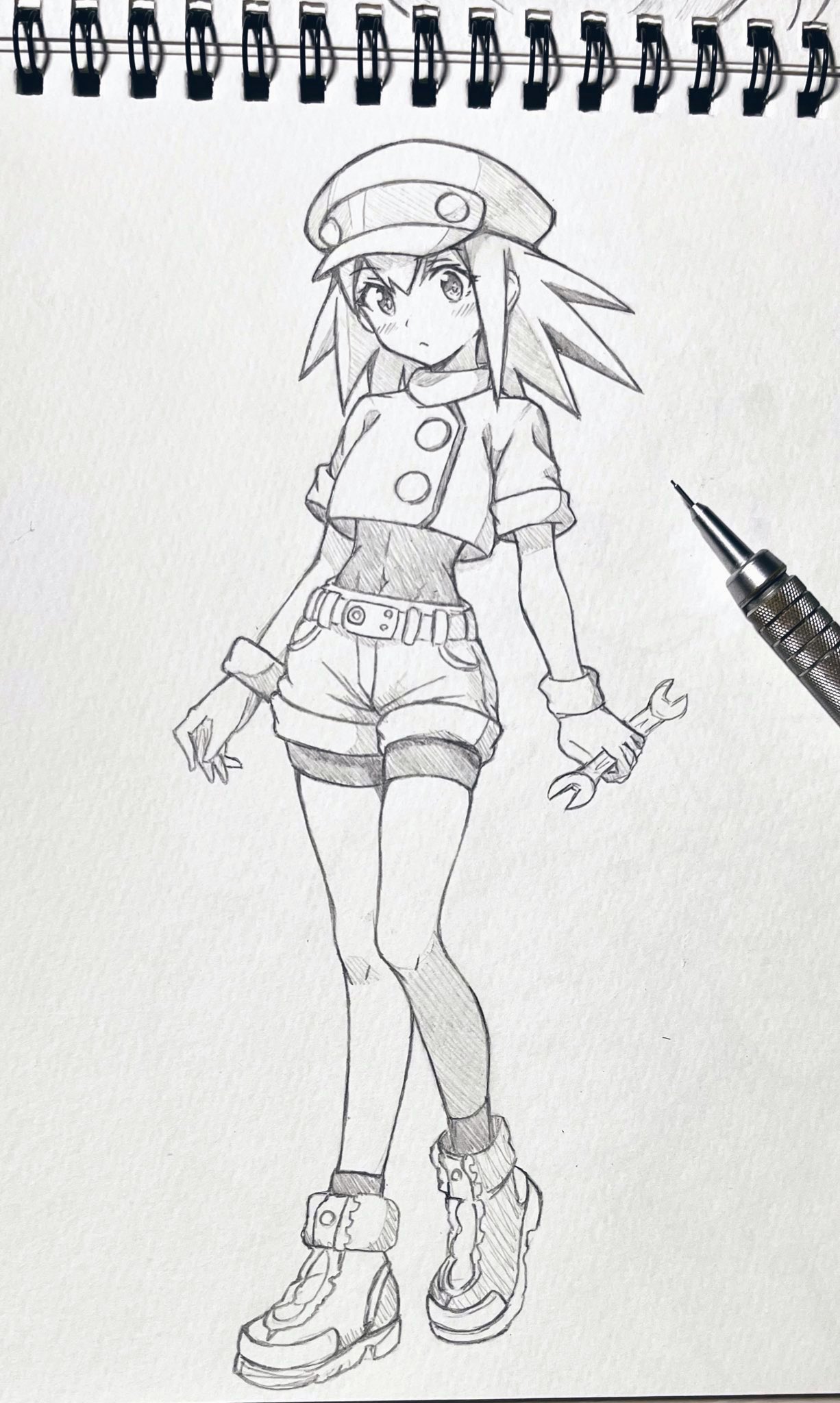 1girl, art_tools_in_frame, bodysuit, character_request, commentary_request, copyright_request, covered_navel, full_body