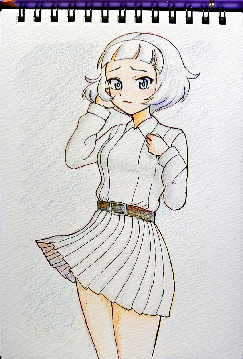 1girl, absurdres, amanone_yun, belt, belt_buckle, black_belt, breasts, buckle