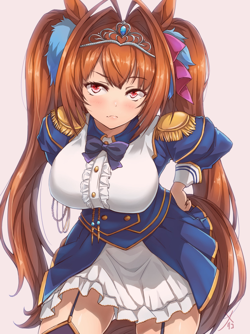 1girl, absurdres, animal_ears, blue_gemstone, breasts, daiwa_scarlet_(umamusume), gem, hajimelico