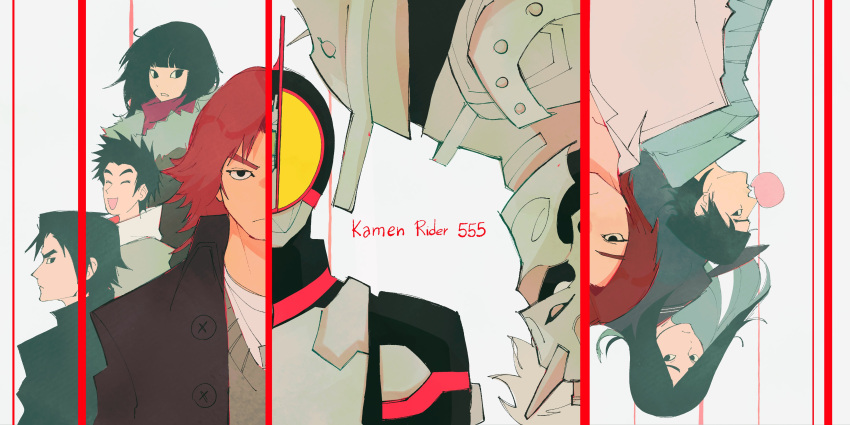 2girls, 4th_chaos_emerald, 5boys, absurdres, angry, beret, border, chewing_gum