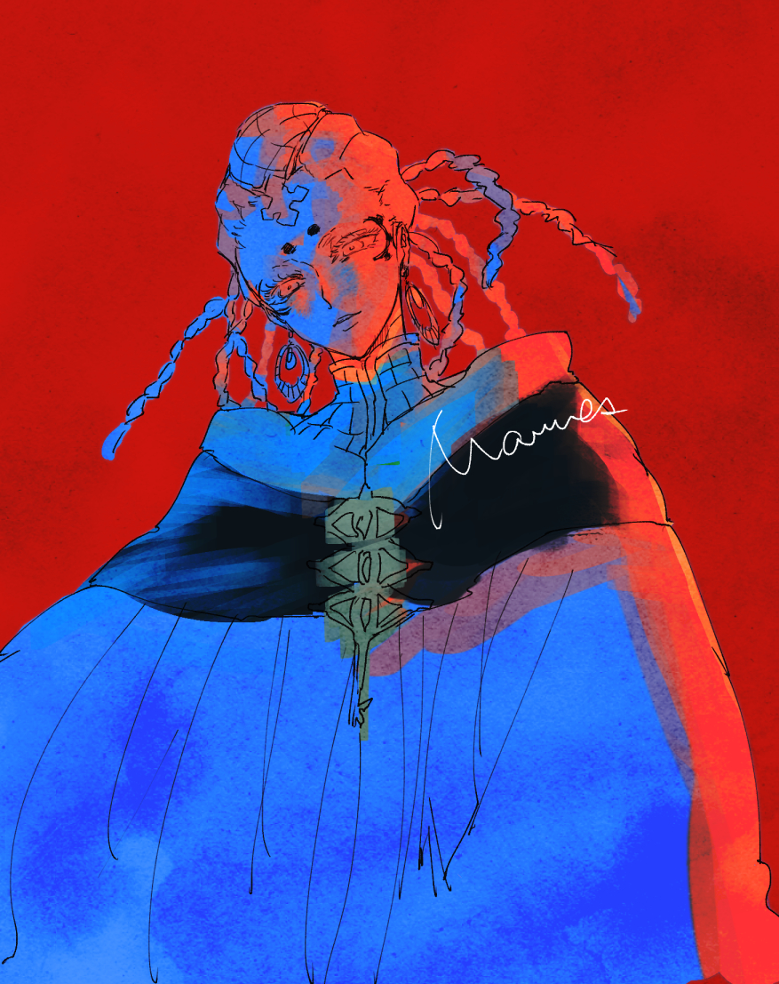 1boy, androgynous, bishounen, black_clover, braid, cloak, earrings, eyelashes