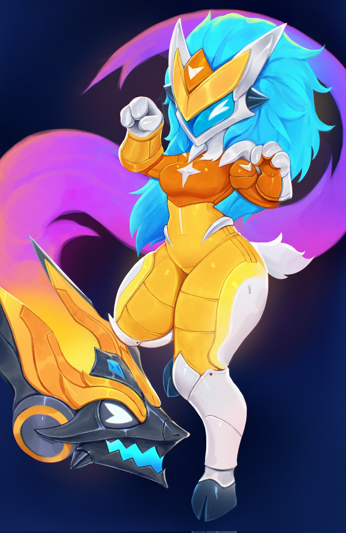 1girl, animal_ears, astronaut, body_fur, breasts, full_body, furry, furry_female