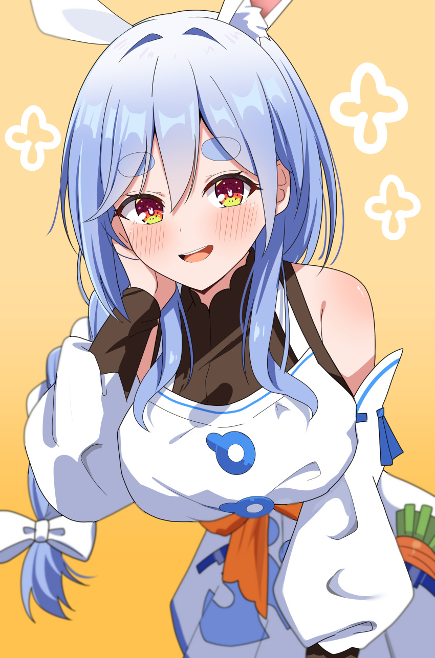 1girl, absurdres, animal_ear_fluff, animal_ears, black_bodysuit, blue_hair, blush, bodysuit