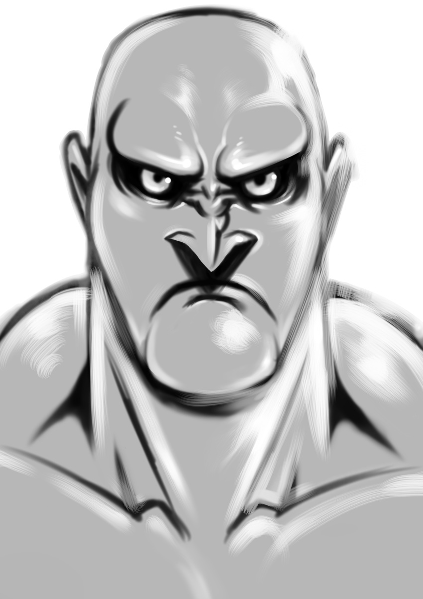 absurdres, bald, black_schlera, character_request, frown, highres, koube_an, male