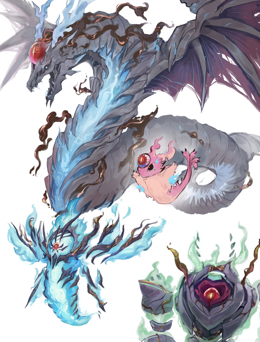 absurdres, dragon, duel_monster, fire, highres, monster, nb_(yee_e), no_humans