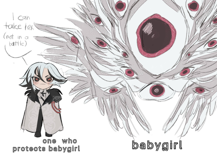 2girls, angel, angel_wings, arlecchino_(genshin_impact), biblically_accurate_angel, chtmts, columbina_(genshin_impact), disembodied_eye