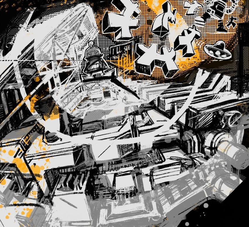 1other, english_text, halftone, limited_palette, machine, machinery, original, ufo