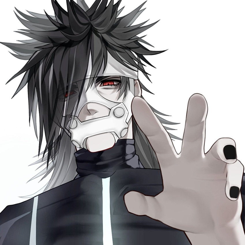 1boy, akira7589, black_hair, black_nails, dirge_of_cerberus_final_fantasy_vii, final_fantasy, final_fantasy_vii, foreshortening