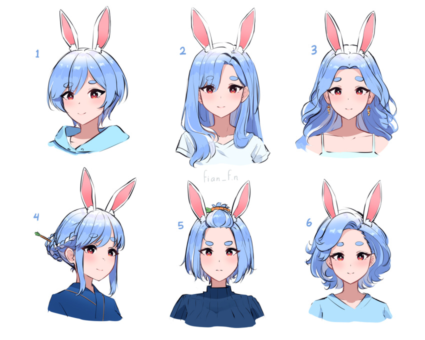 1girl, alternate_hairstyle, animal_ear_fluff, animal_ears, blue_hair, blue_hoodie, blue_shirt, braid