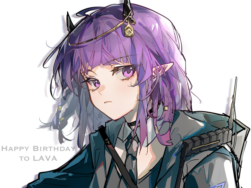 1girl, absurdres, arknights, black_choker, black_necktie, braid, character_name, choker