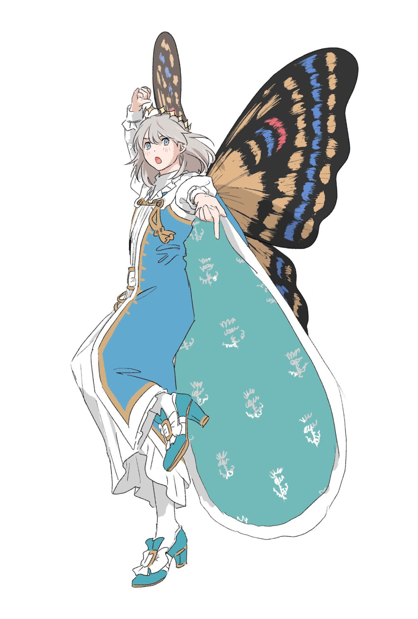 1boy, amdamnet, arthropod_boy, blue_cloak, blue_eyes, blue_robe, blush, butterfly_wings