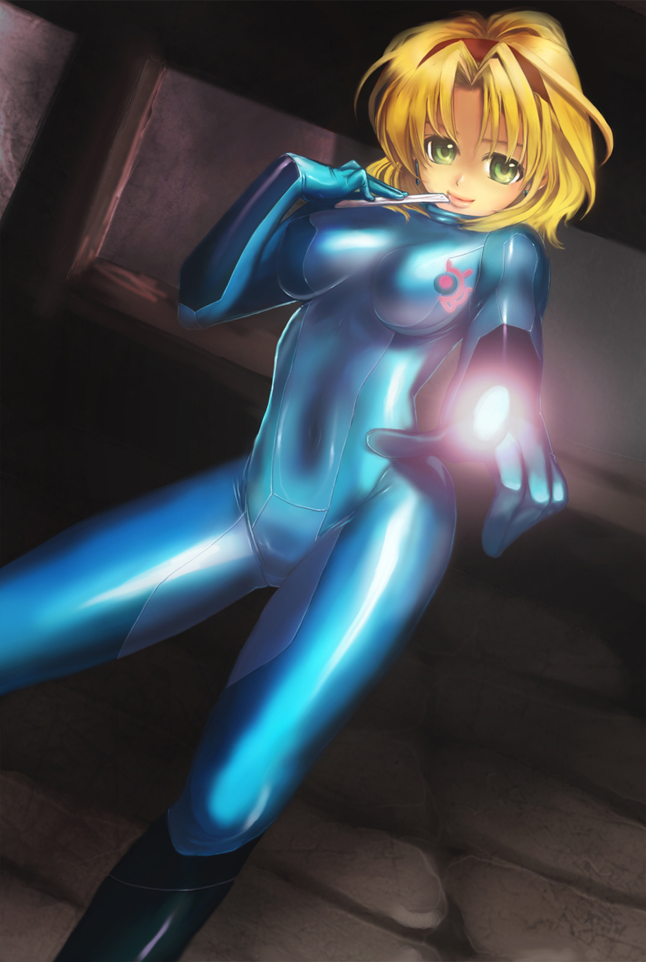 blonde_hair, bodysuit, boots, breasts, card, cecilia_lynne_adelhyde, cosplay, crossover