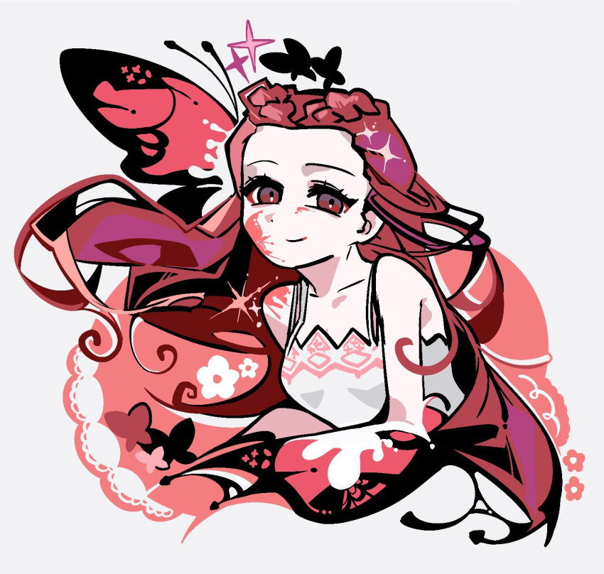 1girl, ace_attorney, blood_on_shoulder, braid, bug, butterfly, collarbone, cropped_torso