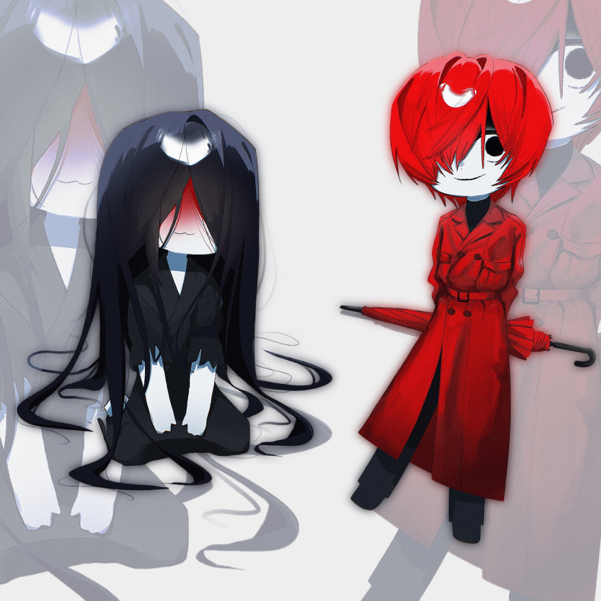 2boys, :3, black_eyes, black_hair, black_kimono, blood, blood_on_face, coat