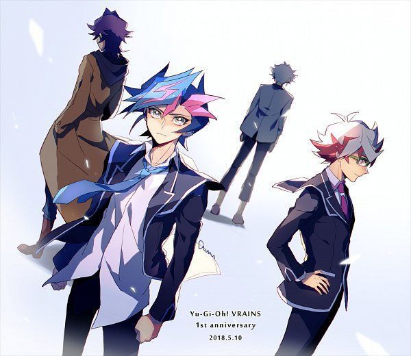 4boys, arms_at_sides, artist_request, bad_id, bad_pixiv_id, black_jacket, black_pants, blue_eyes