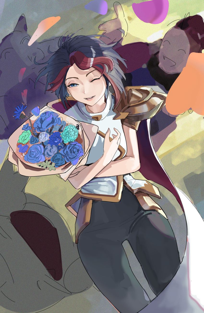 absurdres, bibi_(2832398598), fiora_(league_of_legends), flower, highres, league_of_legends, sketch, smile