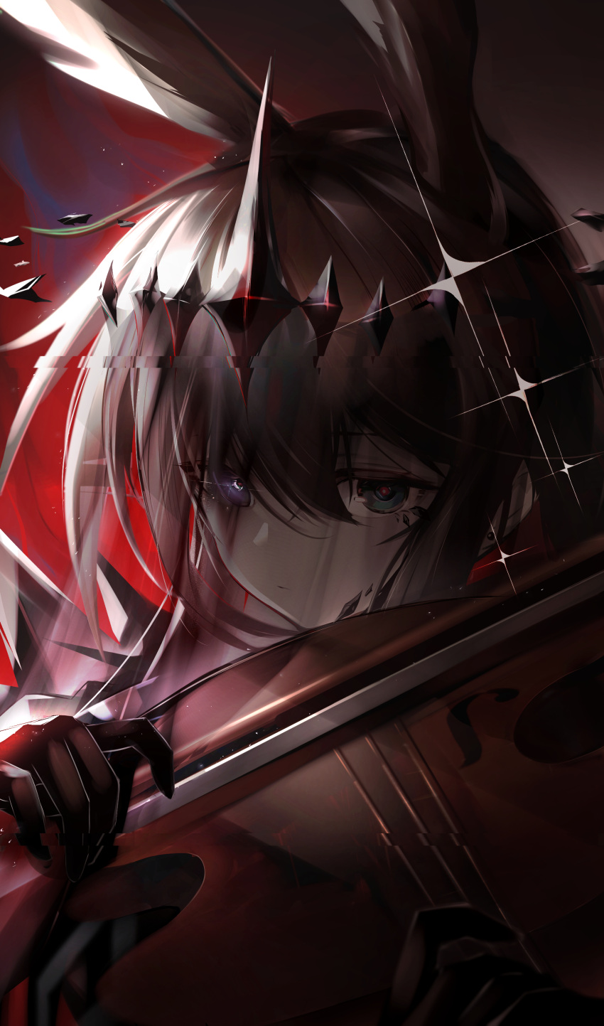 1girl, absurdres, amiya_(arknights), amiya_(demon_king)_(arknights), animal_ears, arknights, black_hands, black_veil