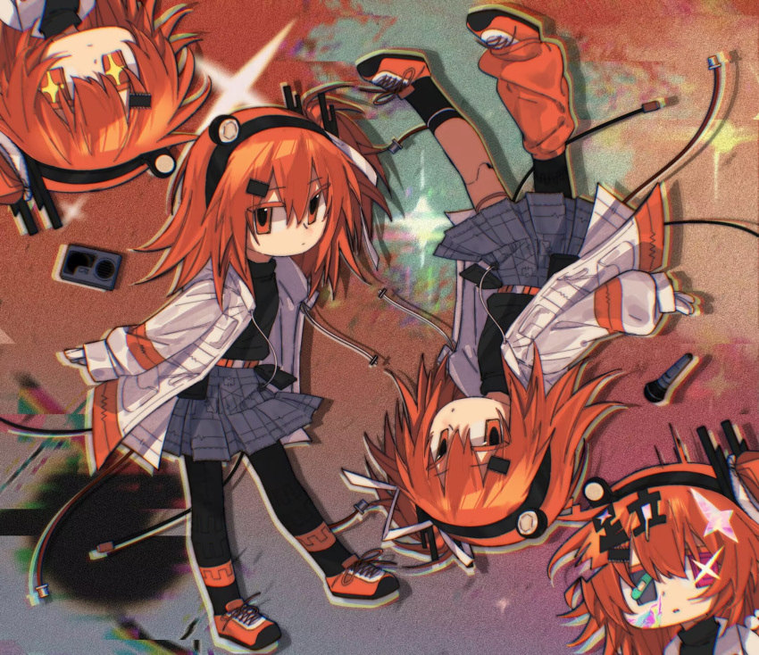 +_+, 4girls, a.i._voice, abstract_background, adachi_rei, adapted_costume, alternate_eye_color, android