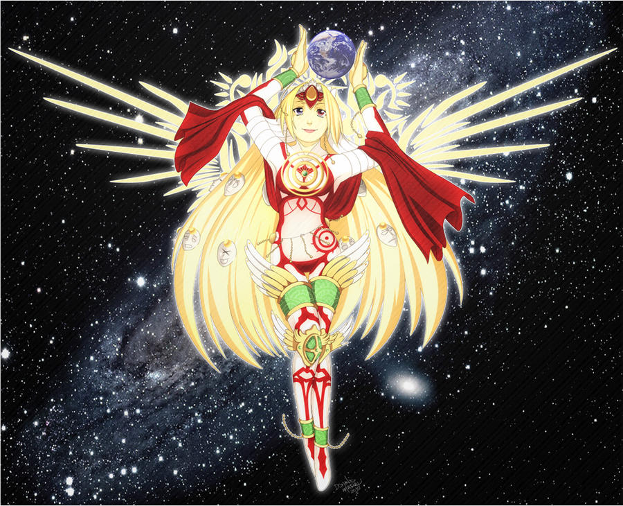 1girl, absurdly_long_hair, alternate_design, bayonetta_(series), bayonetta_1, blue_eyes, divine_being, divine_entity