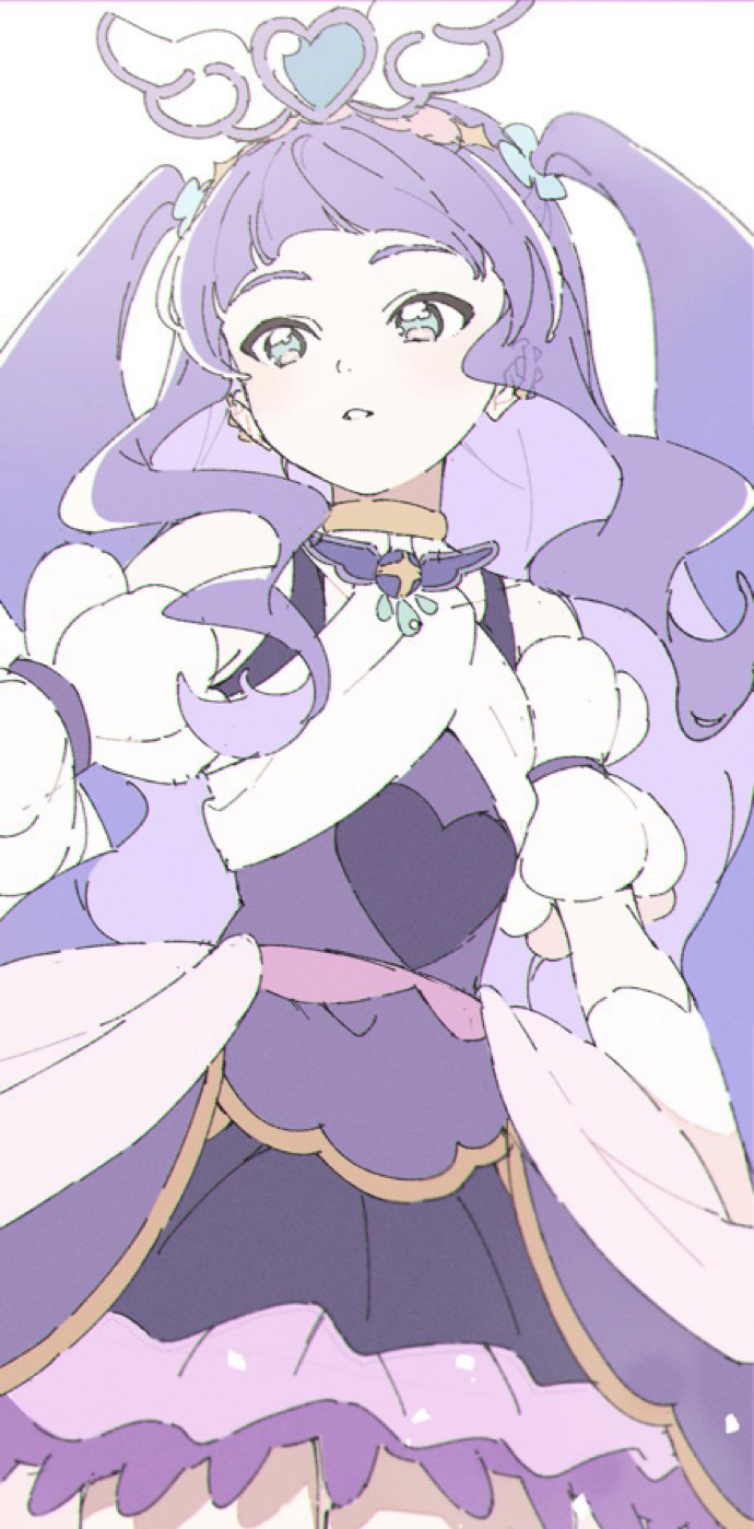 1girl, blue_eyes, blunt_bangs, brooch, cowboy_shot, cure_majesty, dress, ellee-chan