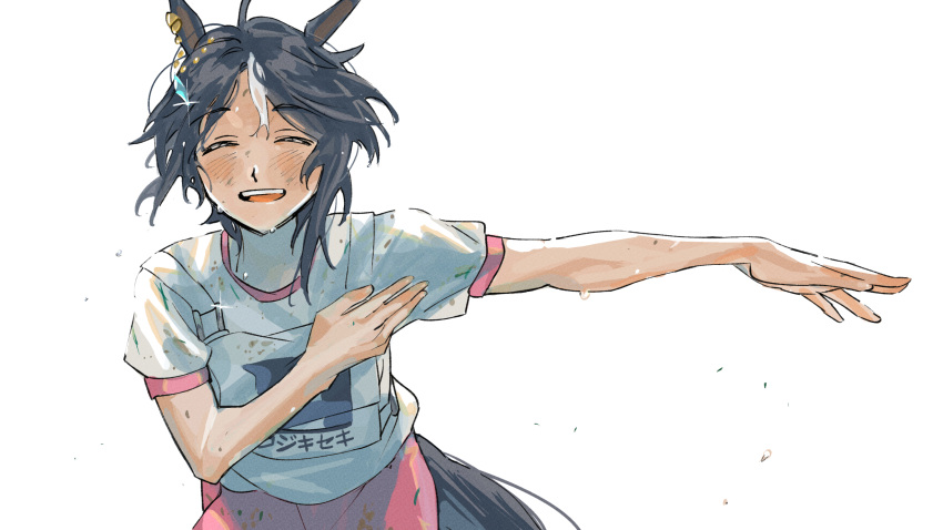 1girl, akiraka_(n_l_m_g), animal_ears, black_hair, blush, bow, character_name, closed_eyes