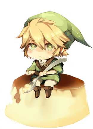 hat, kudakitsune_(kaien_kun), link, lowres, nintendo, pudding, spoon, the_legend_of_zelda