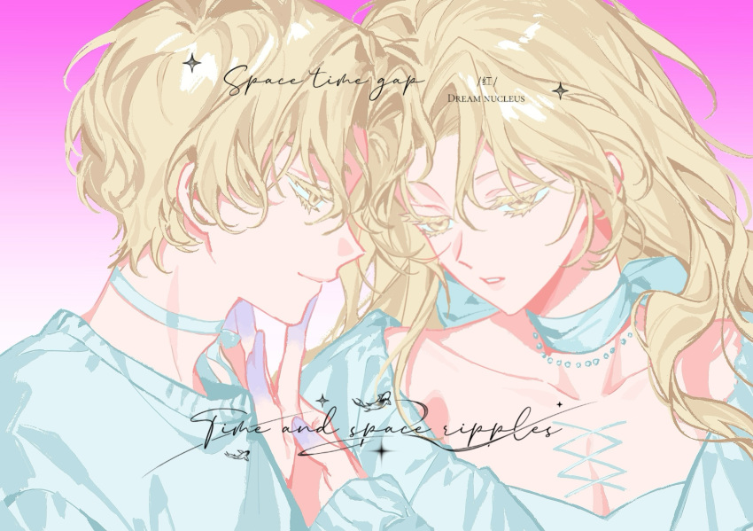 1boy, 1girl, alien_stage, blonde_hair, chinese_commentary, choker, closed_mouth, colored_extremities
