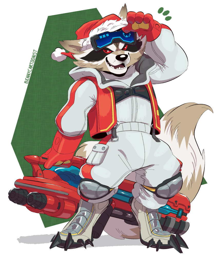 1boy, absurdres, animal_ears, artist_name, bennycartoonist, english_commentary, fangs, furry