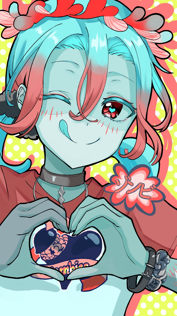 1girl, colored_skin, earrings, hair_ornament, hatsune_miku, heart, heart-shaped_pupils, highres