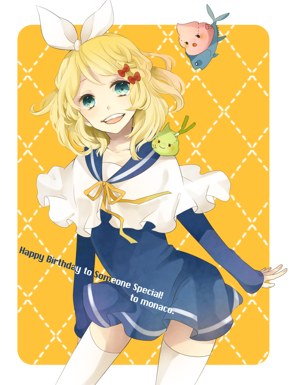 blonde_hair, green_eyes, hair_ribbon, highres, ichinose_(sorario), kagamine_rin, poop, ribbon