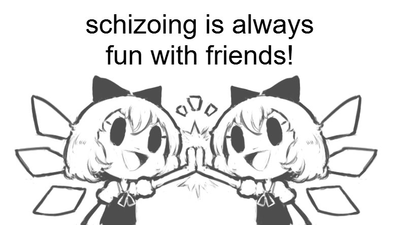 2girls, chibi, chibi_only, child, cirno, clone, commentary, detached_wings