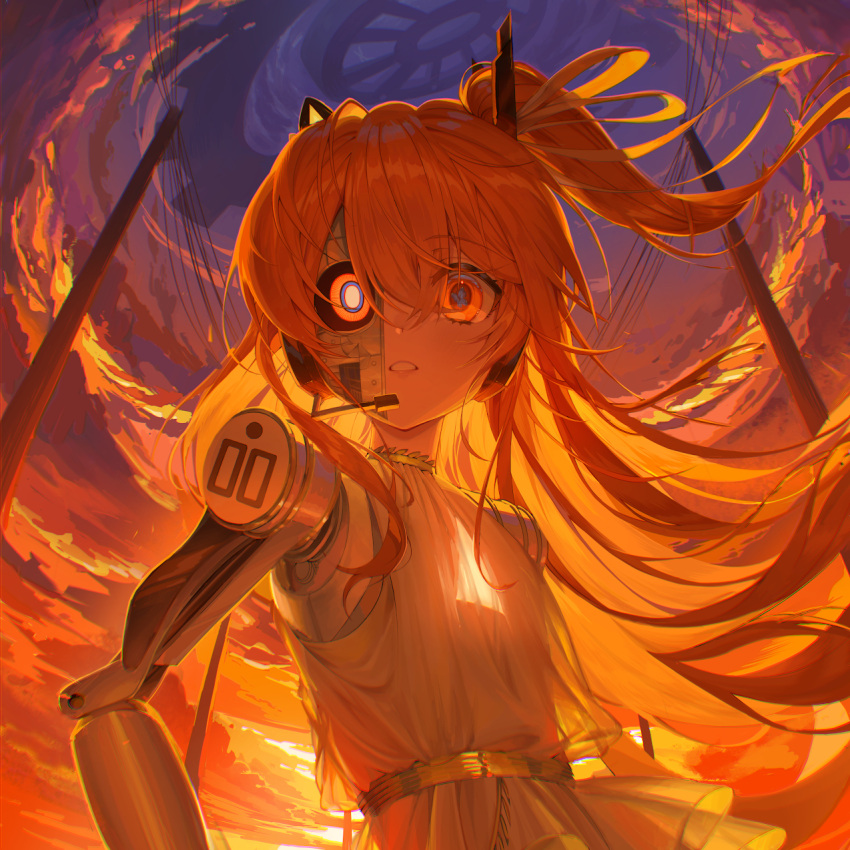 1girl, a.i._voice, adachi_rei, album_cover, alternate_costume, android, asymmetrical_eyes, backlighting