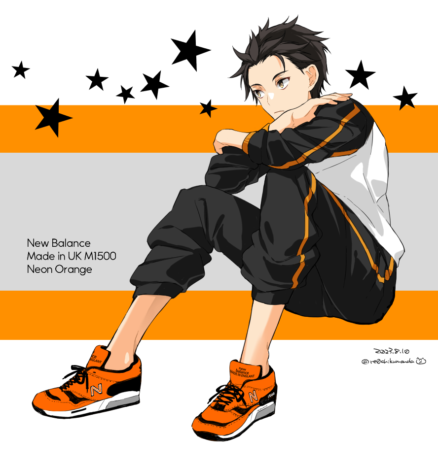 1boy, :d, black_hair, brown_eyes, buu_(buu02), closed_mouth, dated, english_text